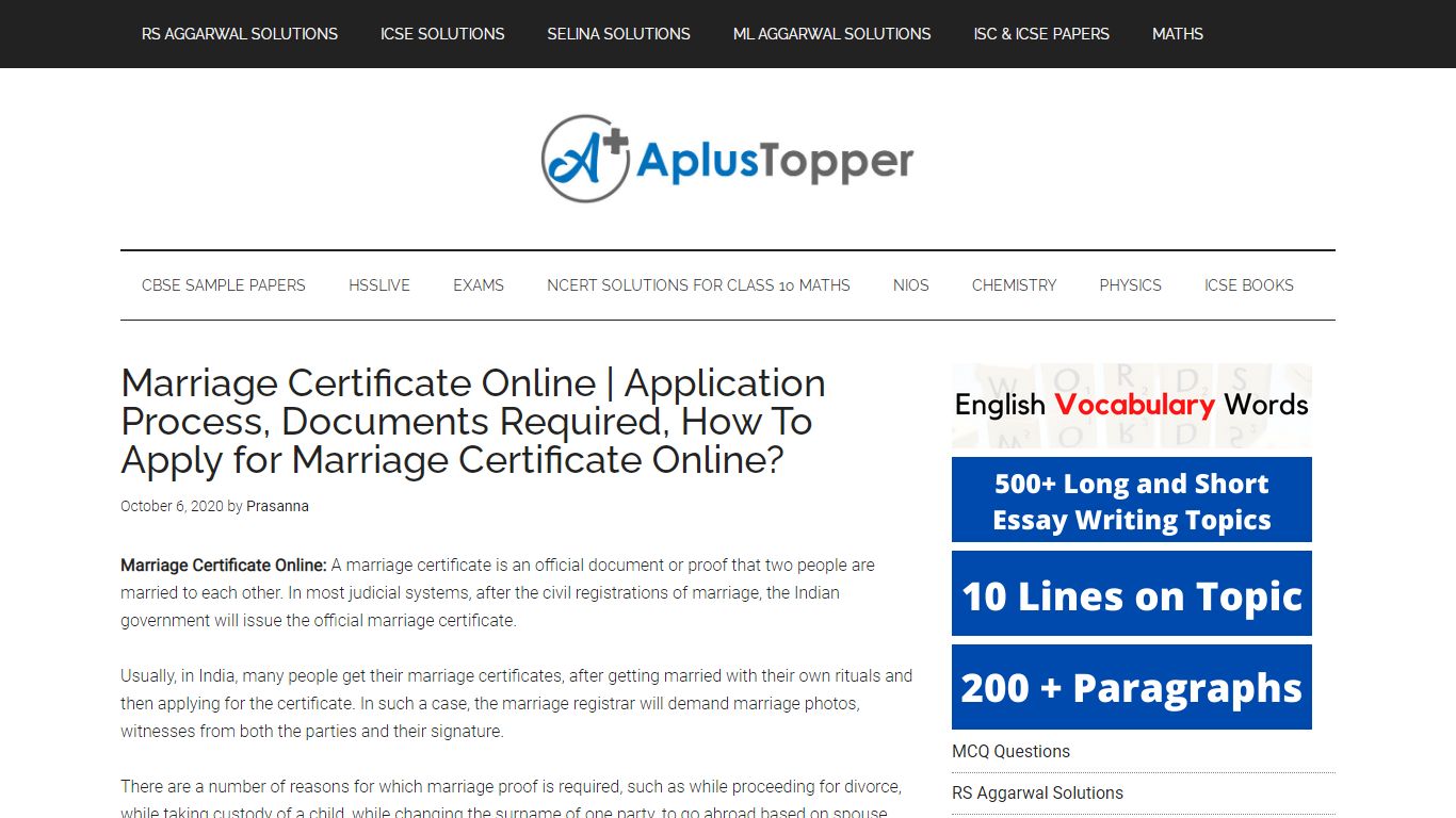 Marriage Certificate Online | Application Process, Documents Required ...