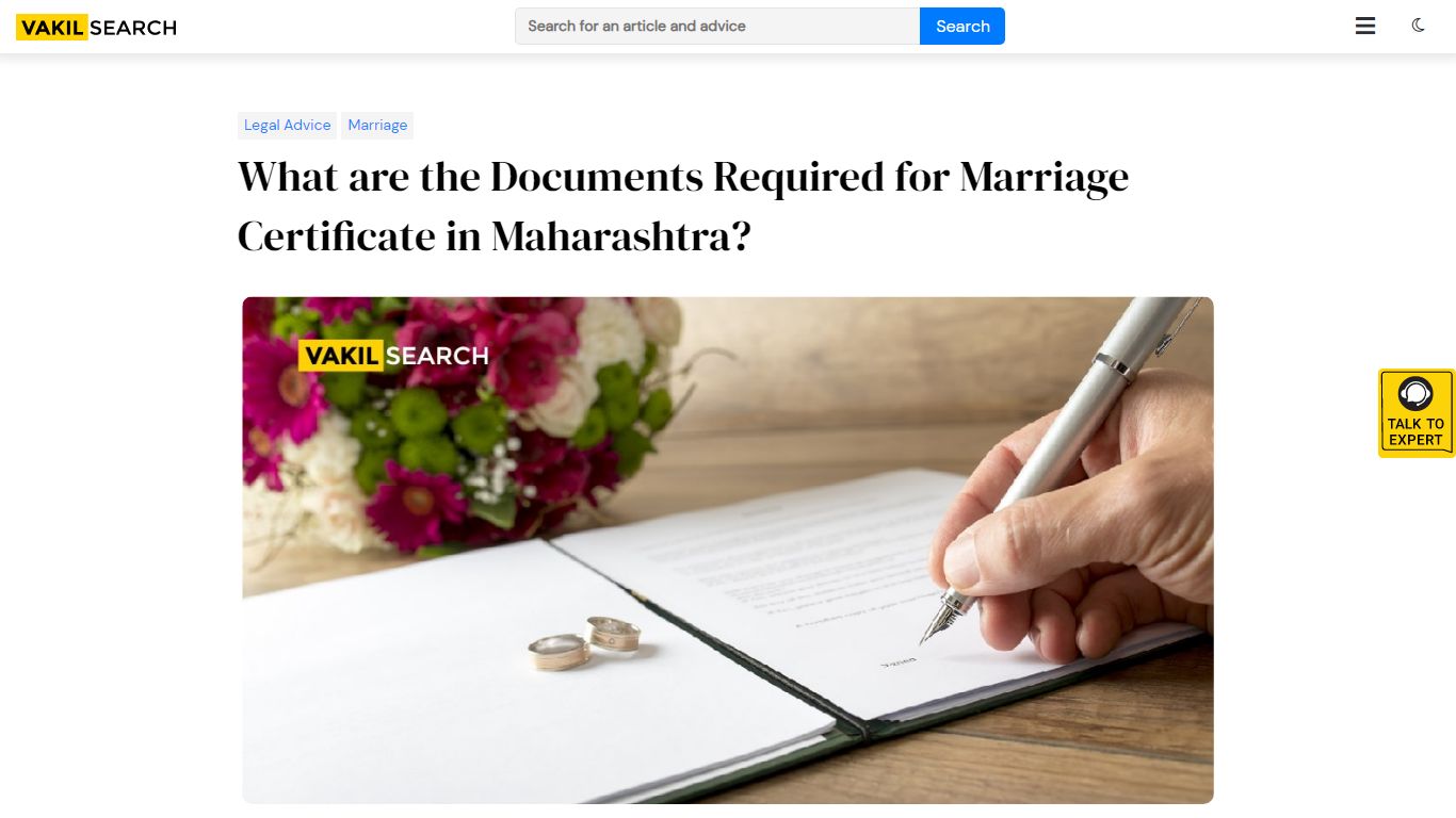 What are the Documents Required for Marriage Certificate in Maharashtra